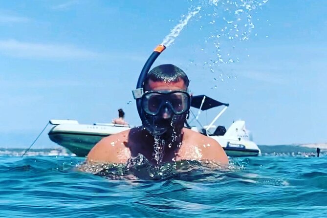 Explore Islands and Blue Bay Snorkeling Adventure on Speedboat - Preko on Ugljan: lunch options, sea-view coffee, and a sandy stretch