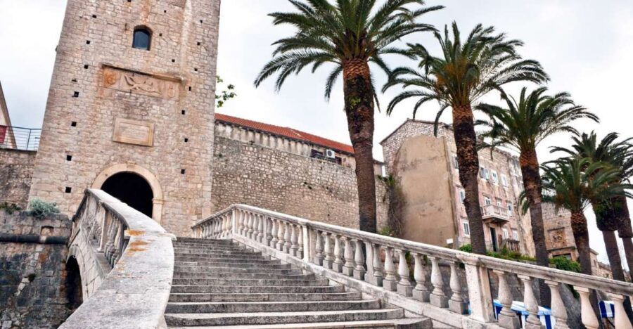 From Dubrovnik: Guided Tour of Pelješac & Korčula - From Orebić to Korčula by Boat: Black Korčula Comes Into View