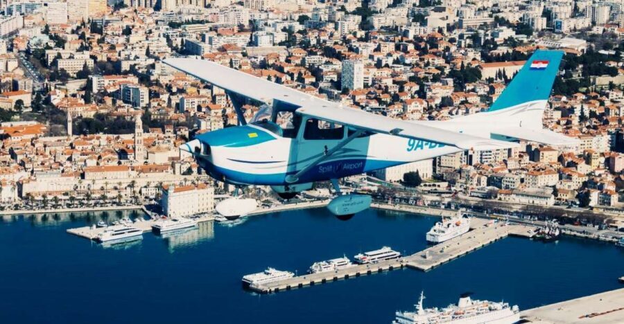 From Sinj: Panoramic Flight over Split - Route in the air: Sinj to Klis, over Marjan, then back