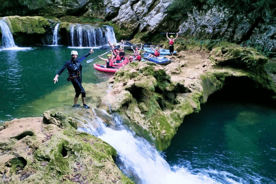 From Slunj: Mreznica Kayaking Adventure - The canyon paddling stretch: white rock, green edges, and real fun