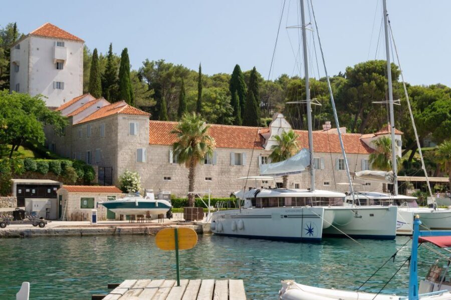 From Split: Blue Lagoon, Šolta, and Trogir Speedboat Tour - Blue Lagoon swimming and snorkeling: clear water, pebbles, and pine shade