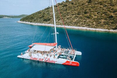 Full-Day Catamaran Cruise to Hvar & Pakleni Islands with Food and free Drinks - Brač Island: the first swim stop does the heavy lifting