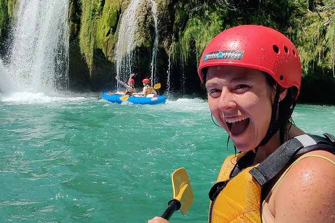 Kayaking Mreznica Waterfalls close to Plitvice Lakes - On-water highlights: waterfall jumps, swimming behind cascades, and picnic-style downtime
