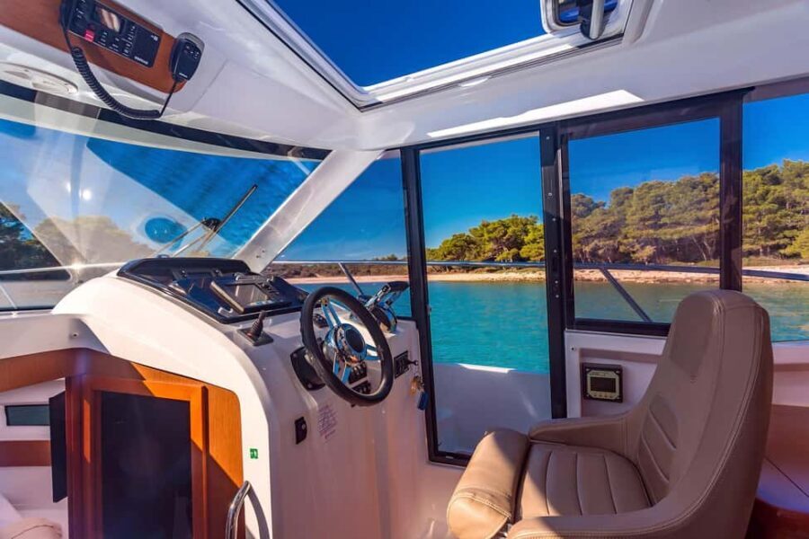 Private speedboat tours Sea Symphony - Rasotica Bay for the last swim: pine trees, quiet water, and a soft landing