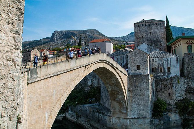 PRIVATE TOUR to Mostar, Stolac, Pocitelj & Blagaj by CRUISER TAXI - Mostar’s Old Bridge area: Stari Most, war memory, and instant photo payoff