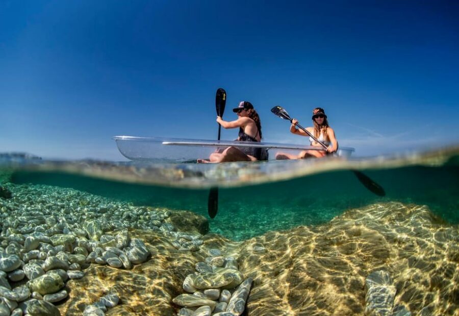 Pula: Clear Kayak Tour to Canyon, Island Cliffs & small Cave - Gear and comfort: water shoes and sun protection are worth it