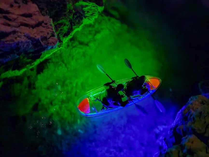 Pula: Istria Cave LED Illuminated Kayak Tour by Night - Transparent LED kayaks: seeing Istria underwater from your own seat