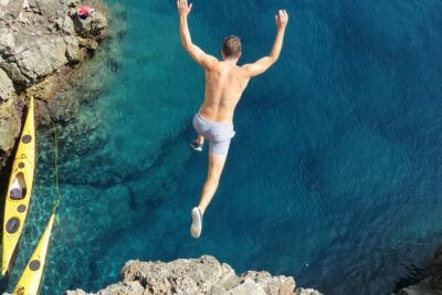 Sea Kayaking and Snorkeling to Green Cave on Sipan island from Lopud - The paddle to Šipan and the stone arch photo stop