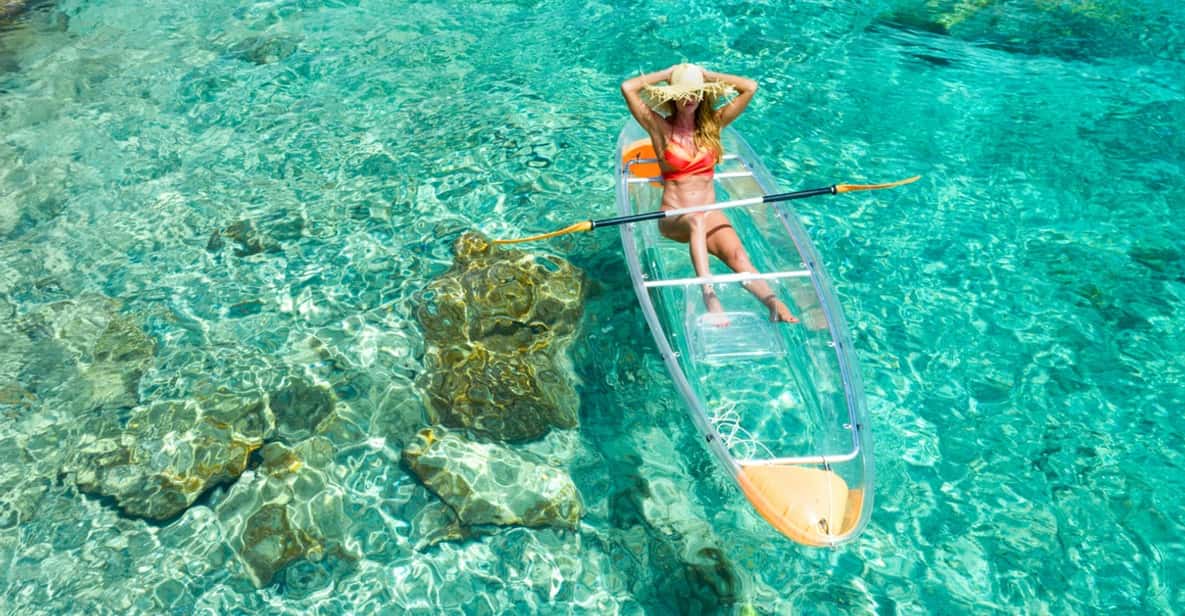 Transparent kayak sunset tour - The water portion: glide over shallow turquoise with a licensed guide