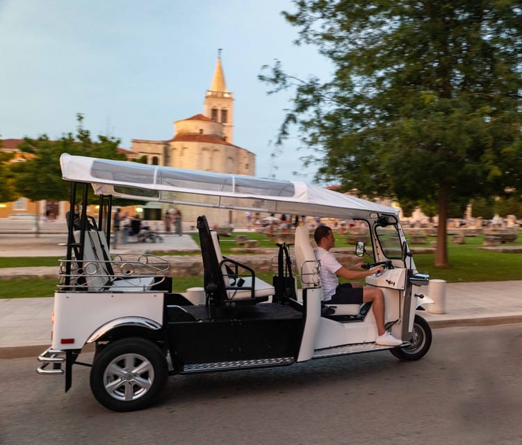 Zadar: Panorama Eco Tuk Tuk Tour - Kolovare Beach, bridge, and Marina Borik: quick coastal context